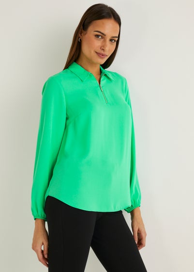 Et Vous Green Zip Blouse