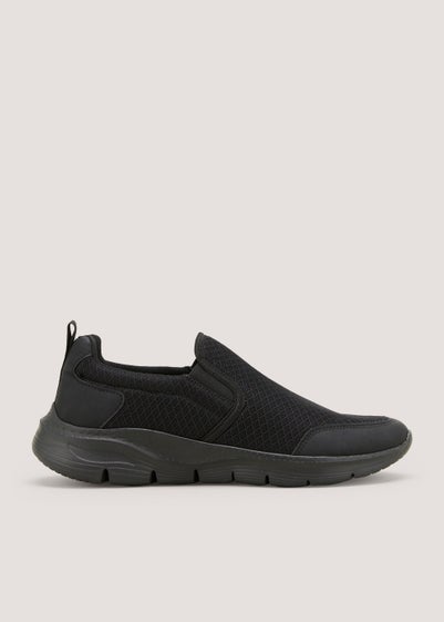 Soleflex Black Mesh Slip On Trainers