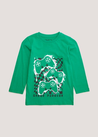 Boys Green Gamer Long Sleeve T-Shirt (4-13yrs)