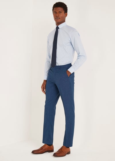 Taylor & Wright Douglas Blue Tailored Fit Suit Trousers - 32 Waist 29 Leg