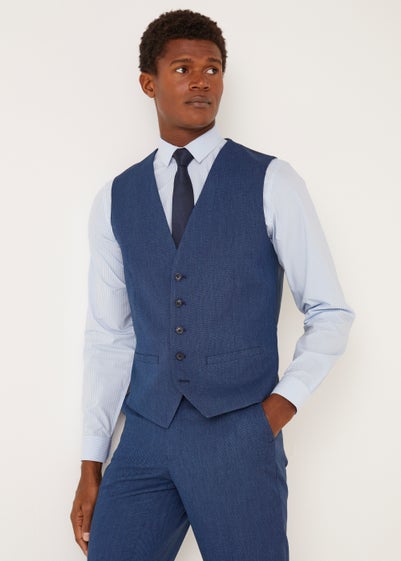 Taylor & Wright Douglas Blue Tailored Fit Suit Waistcoat - Small
