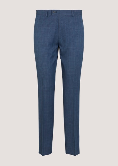 Taylor & Wright Hemsworth Blue Check Slim Fit Suit Trousers - 30 Waist 31 Leg