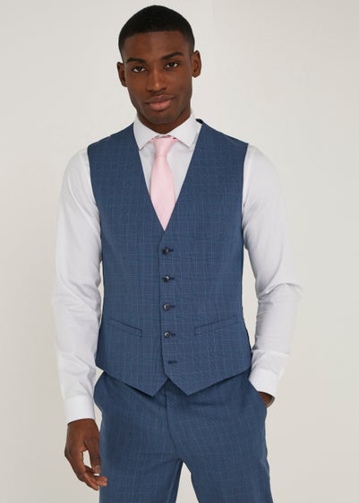 Taylor & Wright Hemsworth Blue Check Slim Fit Suit Waistcoat Reviews ...