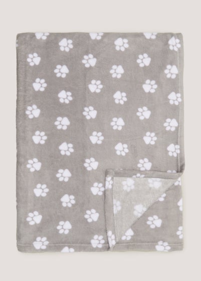 Grey Paw Print Pet Fleece Blanket (130cm x 150cm)