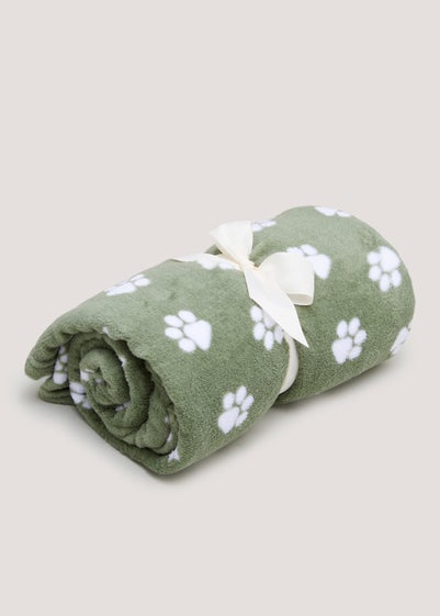 Green Paw Print Pet Fleece Blanket (130cm x 150cm)