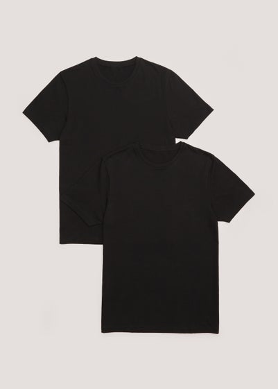 2 Pack Black T-Shirt Vests - Small