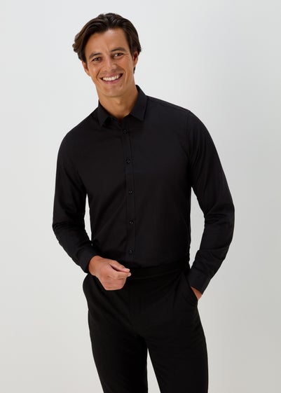 Taylor & Wright Black Easy Care Slim Fit Shirt - 14 Collar