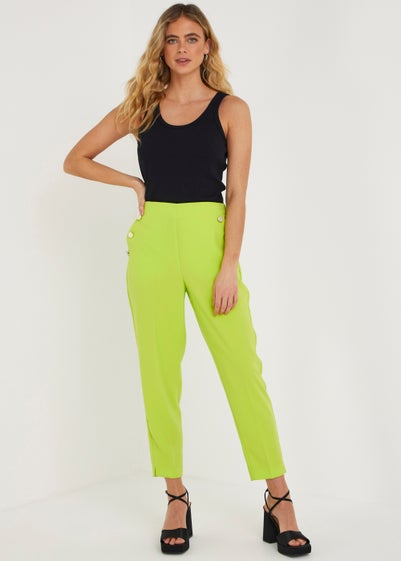 Be Beau Hazel Lime Crepe Trousers