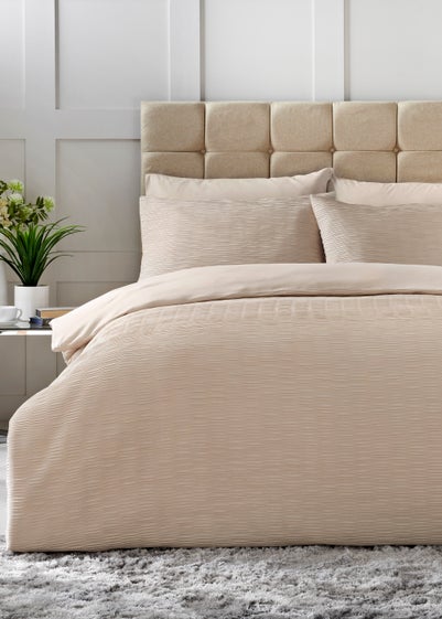 Natural Ruched Duvet Cover - Double