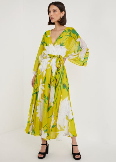 Et Vous Yellow Chiffon Wrap Midaxi Dress