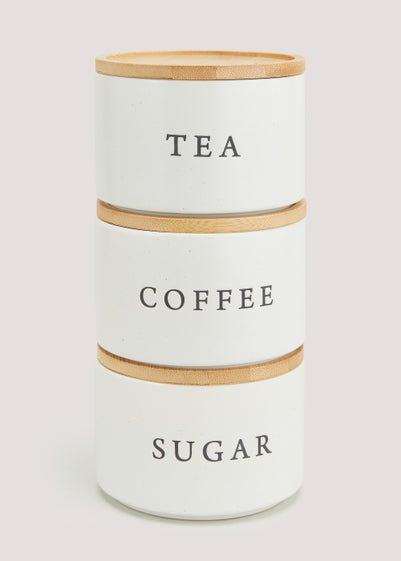 Cream Tea Coffee & Sugar Stackable Canisters (24cm x 11cm)