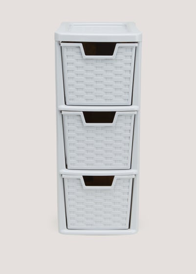 Small Grey Plastic Rattan Drawers (48cm x 26cm x 19cm)