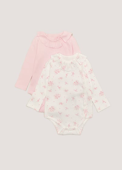 Baby 2 Pack Frill Bodysuits (Tiny Baby-18mths) - Age 6 - 9 Months