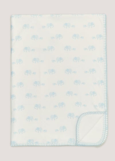 Blue Elephant Fleece Baby Blanket (100cm x 75cm) - One Size