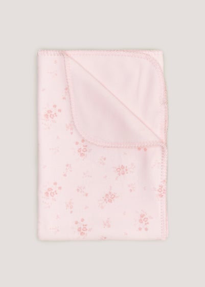 Pink Floral Fleece Baby Blanket (100cm x 75cm) - One Size