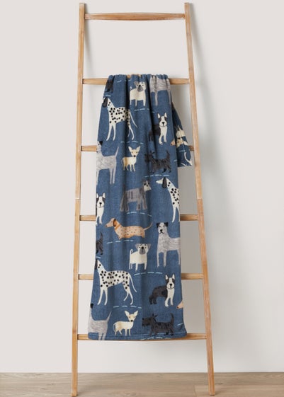 Blue Dog Print Throw