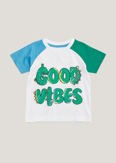 Boys White Good Vibes T-Shirt (9mths-6yrs) - Age 9 - 12 Months