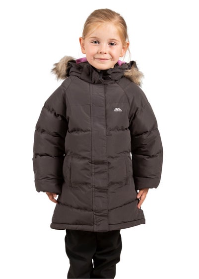 Girls Trespass Grey Unique Waterproof Jacket (2-12yrs)