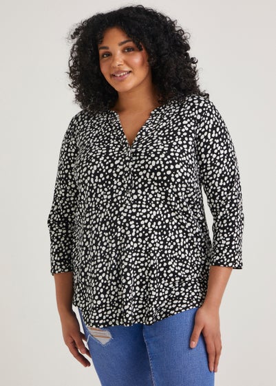 Papaya Curve Black Spot Button Up Blouse