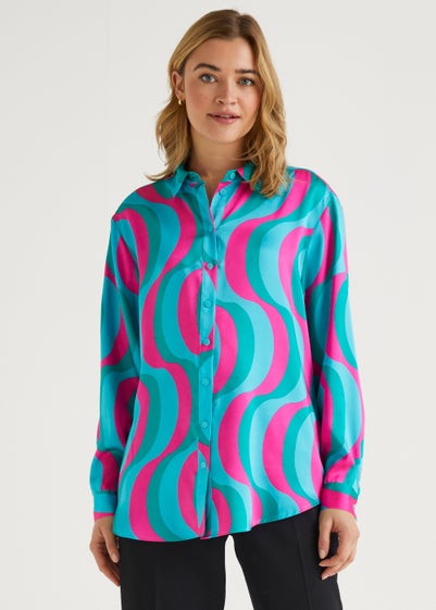 Be Beau Multicoloured Swirl Satin Shirt - Size 6