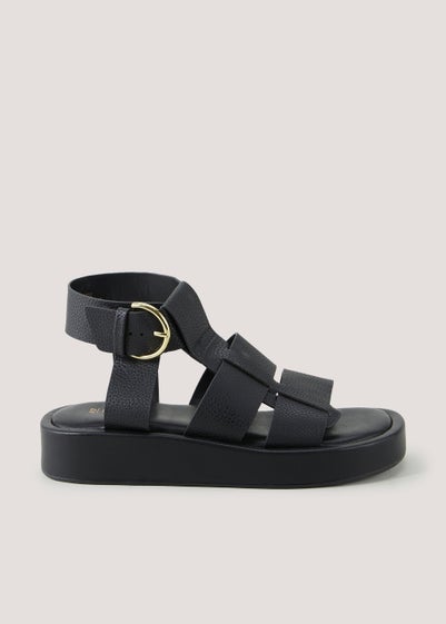 Black Caged Gladiator Sandals - Matalan