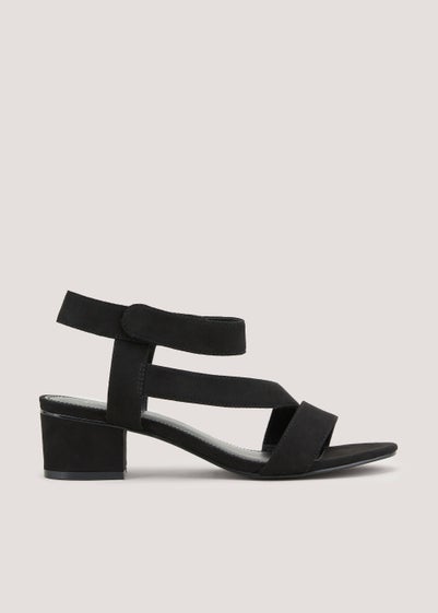 Black Wide Fit Low Block Heels