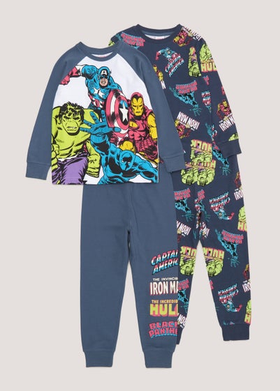 Boys 2 Pack Marvel Neon Pyjama Sets (2-12yrs) - Age 2 - 3 Years
