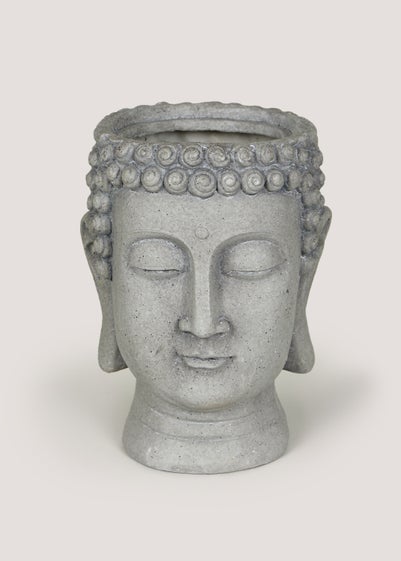 Grey Buddha Head Outdoor Planter (19cm x 18cm x 22cm)