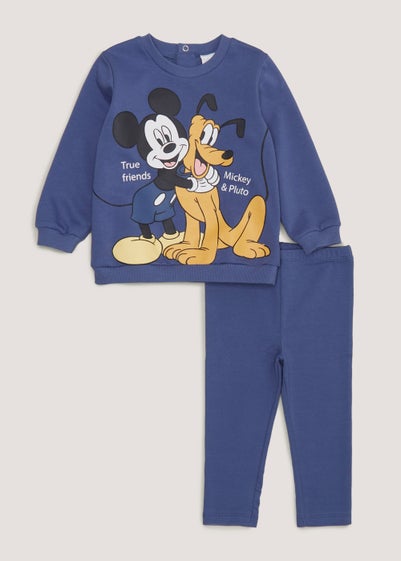 Baby Blue Disney Mickey Mouse Sweatshirt Set (Newborn-18mths) - Newborn