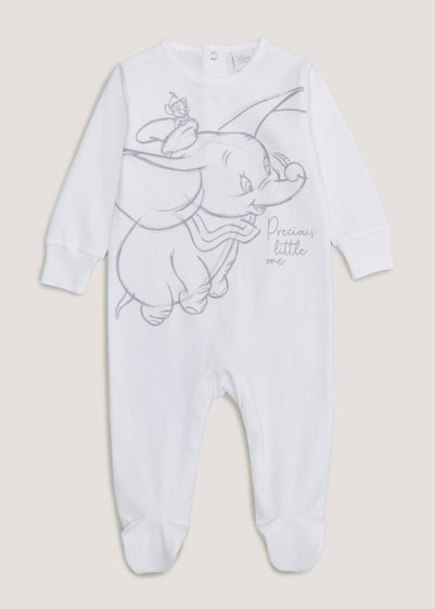 Baby White Dumbo Sleepsuit (Newborn-12mths)