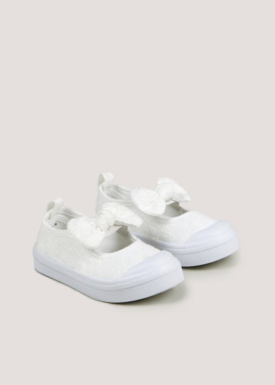 Girls White Bow Mary Jane Shoes (Younger 4-12) - Size 4 Infants