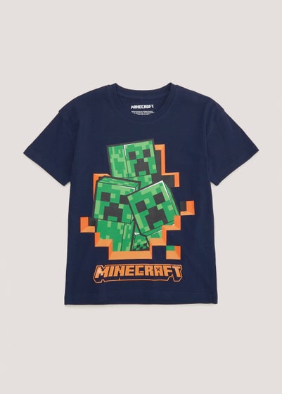 Boys Navy Minecraft Logo T-Shirt (4-12yrs) - Age 4 Years