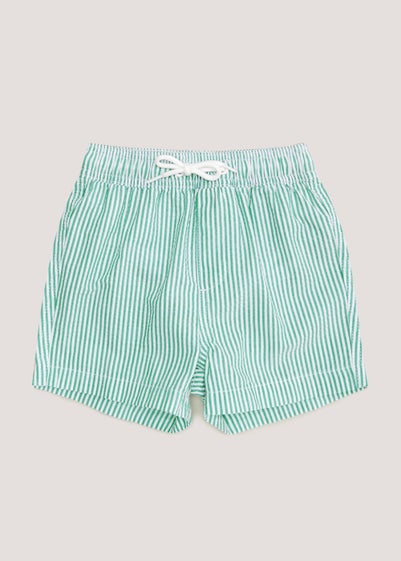 Boys Mini Me Green Seersucker Swim Shorts (9mths-6yrs)