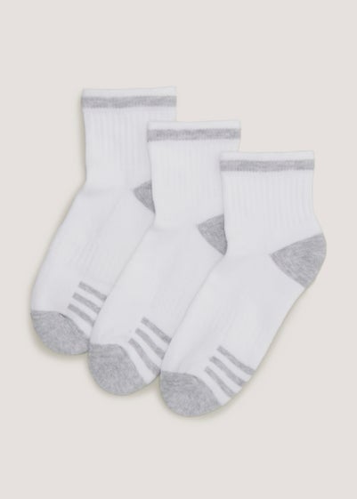 Boys 3 Pack White Sports Socks (Younger 6-Older 6.5) - Sizes 6 - 8.5