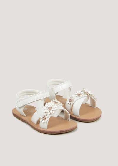 Girls White Flower Sandals (Younger 4-9)