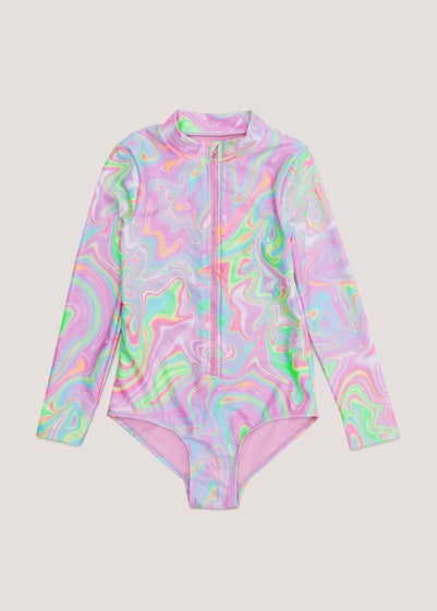 Girls Multicoloured Zip Up Long Sleeve Swimsuit (4-13yrs) Reviews - Matalan