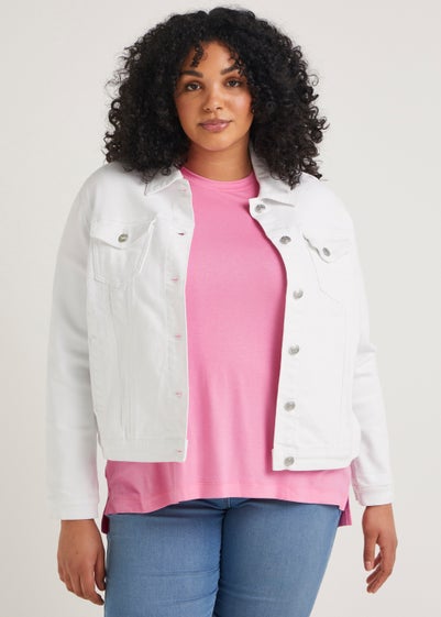 Papaya Curve White Denim Jacket