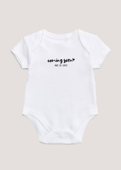 Baby White Coming Soon Bodysuit (Newborn-3mths) - Newborn