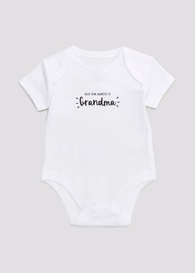 Baby White Grandma Announcement Bodysuit (Newborn-3mths) - Newborn
