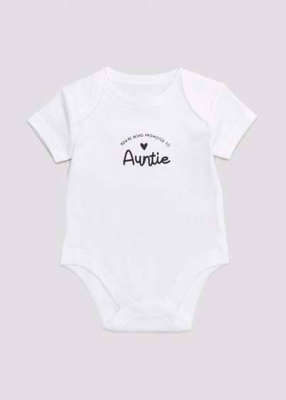 Baby White Auntie Announcement Bodysuit (Newborn-3mths) - Age 0 - 3 Months