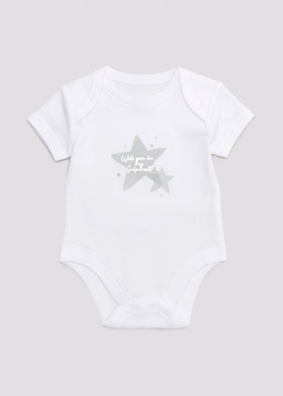 Baby White Godparent Announcement Bodysuit (Newborn-3mths) - Newborn