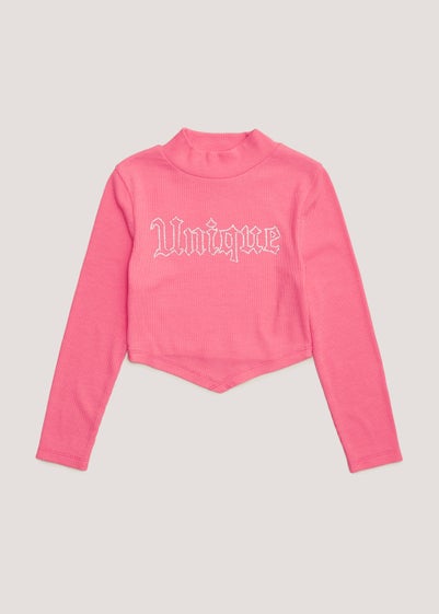 Girls Pink Unique Long Sleeve Top (4-13yrs)