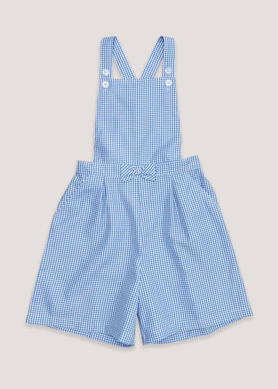 Girls Blue Gingham School Playsuit (3-13yrs)