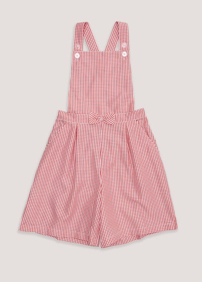 Girls Red Gingham School Playsuit (3-13yrs)