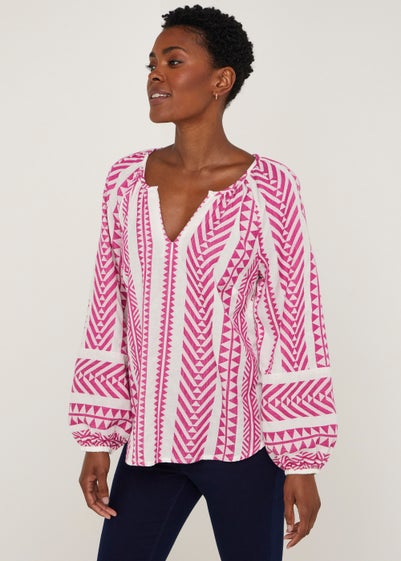 Pink Aztec V-Neck Blouse Reviews - Matalan