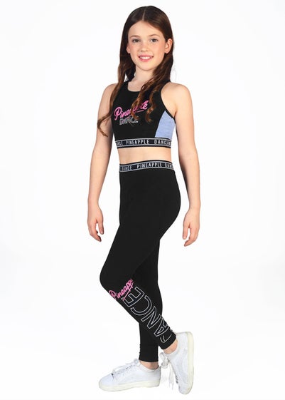 Girls Pineapple Black Dance Crop Top (5-13yrs)