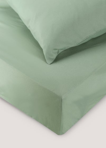 Light Green Super Soft Fitted Bed Sheet & Pillowcase Bundle - Single