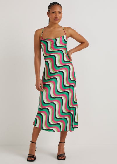 Be Beau Green Swirl Cami Dress