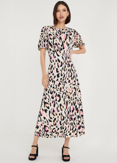 Et Vous Ecru Animal Print Midi Dress