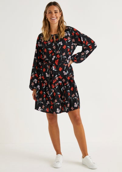 JDY Edith Black Floral Long Sleeve Dress